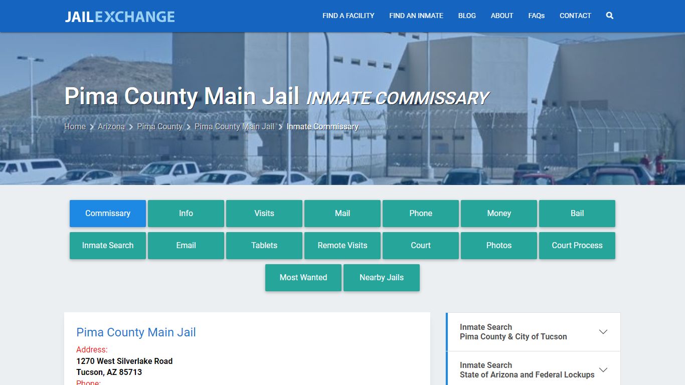 Inmate Commissary, Care Packs - Pima County Main Jail, AZ